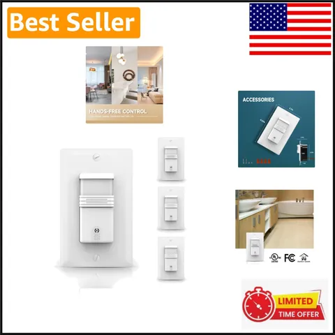 4-Pack  Certified PIR Motion Sensor Switch - Hands-Free Lighting Control