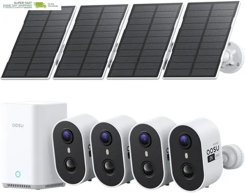 Solar Security Cameras Wireless Outdoor, 2K HD Home Security Camera System, PIR