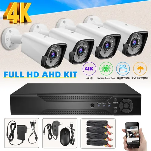 5MP UHD 4CH Wired CCTV Security Camera System Bullet Cameras Hardwired DVR Kit