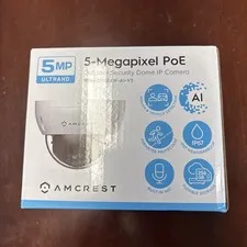 Amcrest 5MP IP Camera POE Security Vandal Dome IP5M-D1188EW-A1-V3 White