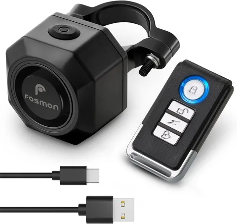 USB-C Rechargeable Bike Alarm with Remote, IP55 Waterproof Wireless 110Db Loud A