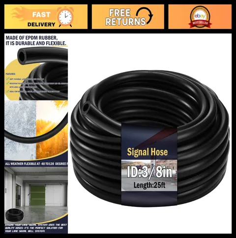 25ft Signal Bell Ringer Tubing - 3/8" Thick Rubber Air Hose for Drive-Thru & Ala
