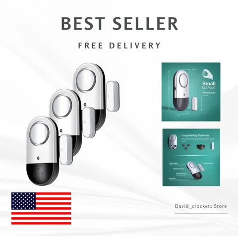 3-Pack 120 dB Loud Door/Window Alarms - Ideal for Kids & Dementia Patients