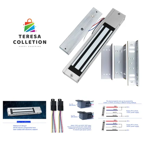 Universal Magnetic Door Lock with Z & L Brackets, Waterproof for Outdoor Use