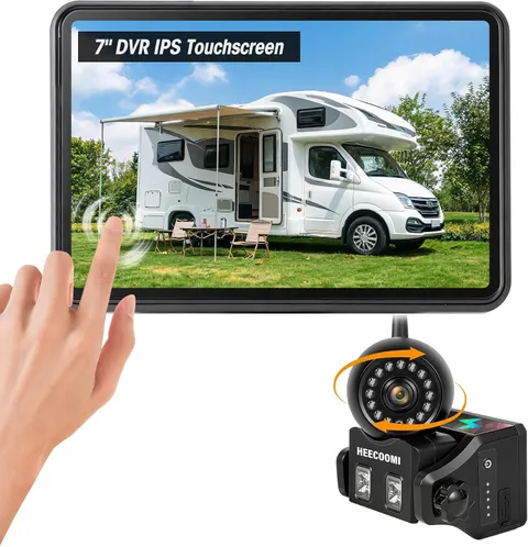 Magnetic Wireless Backup Camera Solar with 360° Adjustable Lens, 7" 1080P Touchs