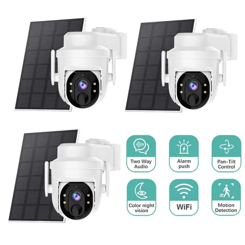 WiFi Solar Camera Outdoor Wireless Security Camera System 3MP IP65 360° Pan/Tilt
