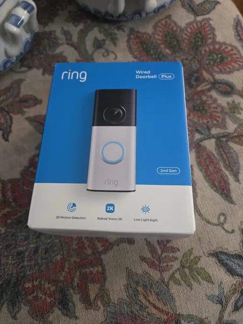 NEW - Ring - Wired Doorbell Plus - 2nd Gen Retinal 2K 3D Motion Detection