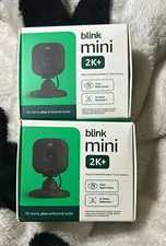 Blink Mini 2K+ 2K Indoor/Outdoor Plug-In Cameras 2-Pack Black Alexa AI