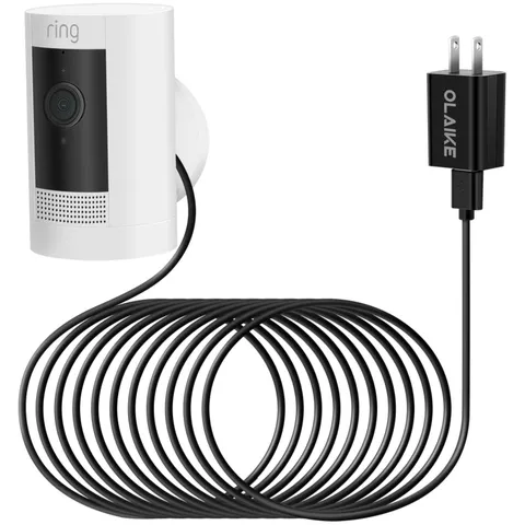 Certified Indoor/Outdoor Charging Cable for Ring Stick Up Cam - 16ft Black