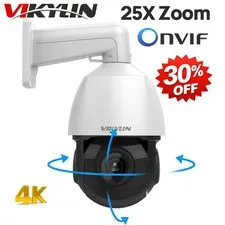 Vikylin 4K 8MP 25X PTZ 360 degree POE IP Camera Outdoor IR Audio Auto Tracking