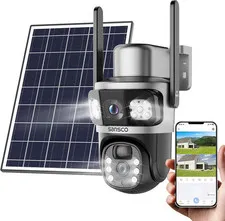 2K Dual Lens Solar Security Camera Wireless Outdoor, 2.4G & 5G Wifi, 360° PTZ Ho