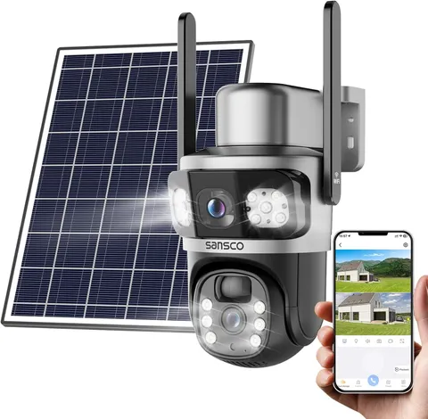 2K Dual Lens Solar Security Camera Wireless Outdoor, 2.4G & 5G Wifi, 360° PTZ Ho