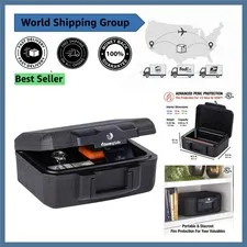 Protect Your Valuables: Black Fireproof Money Safe with Key Lock, 14.3" W