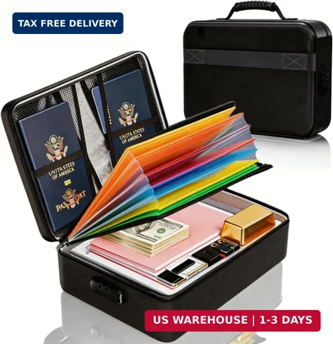Fireproof Document Box (Soft-Shell) with Lock, 5200°F Fireproof & Water-Resistan