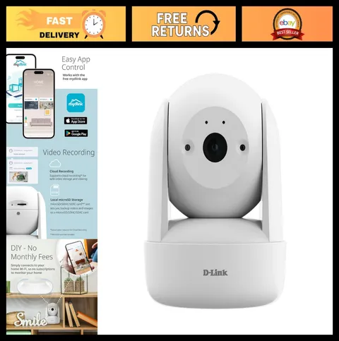 Indoor Pan & Tilt Wi-Fi Security Camera, 360° View, 2K Resolution, Motion Detect