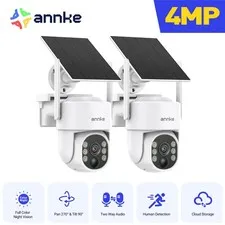 ANNKE 2 Pack 4MP Solar Battery Wireless Security Camera Color Night 2-Way Audio