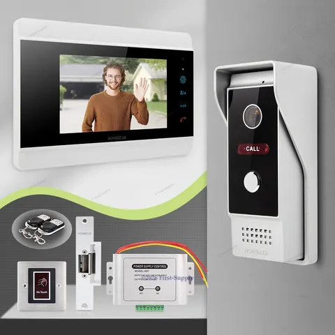 HOMSECUR 7" Video Door Phone Intercom Doorbell With Electrical Lock Door Unlock
