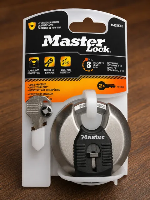 Master Lock M40XKAD Magnum Heavy Duty Stainless Steel Disc Padlock Keyed NEW