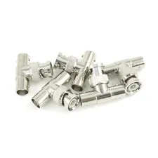 Silver Tone BNC 3 Way Male/Female RF Coaxial Tee Adapter 5 Pcs