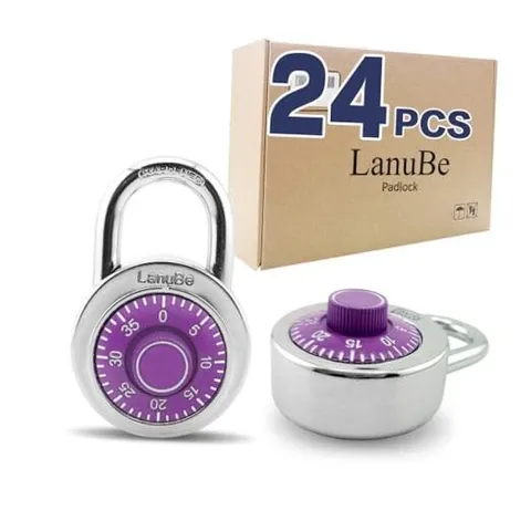 Standard Dial Combination Lock, 2 inches. Wide, with Different Purple