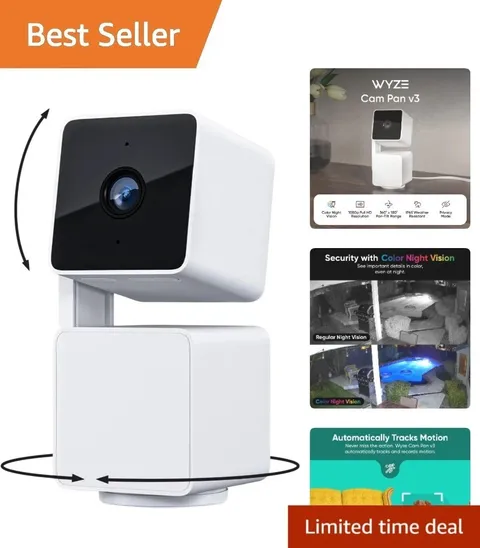 Cam Pan V3: 1080p  Smart Security Camera with Color Night Vision & Zoom