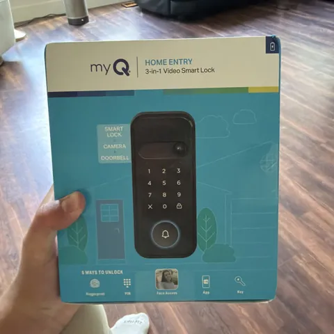 myQ Home Entry 3-in-1 Video Smart Lock Biometric Camera Doorbell Black NEW