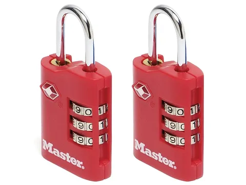 Master Lock TSA 3-Digit Combination Zinc 30mm Padlock x 2 MLK4686EURT
