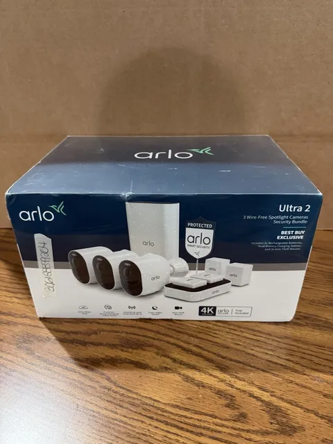 Arlo Ultra 2 VMS5340-2BYNAS Spotlight Security Cameras Bundle Wire-Free 4K