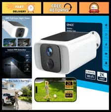 Wireless Outdoor Solar Security Camera 2K, Night Vision, AI Detection, Two-Way A
