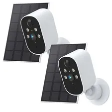 2PCS 1080P Solar Camera Outdoor 2K Wireless WiFi Solar Battery Security Camera