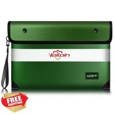 Vailoin Fireproof Money Bag Green 11"x7.7"