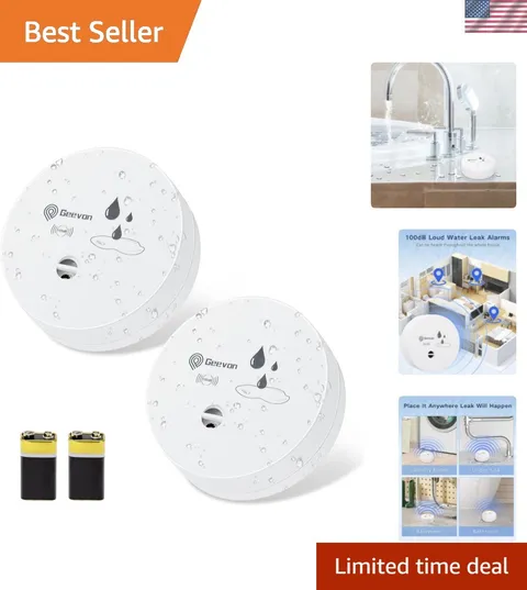 2 Pack Water Leak Detectors,100dB Sensor Alarms for Home | Flood Leak Detecto...