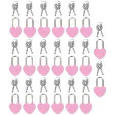 20Sets Small Heart Shaped Lock and Key Sets for Travel Luggage and Backpack Use