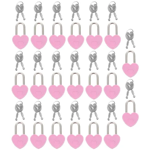 20Sets Small Heart Shaped Lock and Key Sets for Travel Luggage and Backpack Use