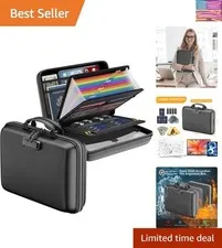 Fireproof File Organizer with Lock, Hard-Shell Case Fireproof Document Box wi...