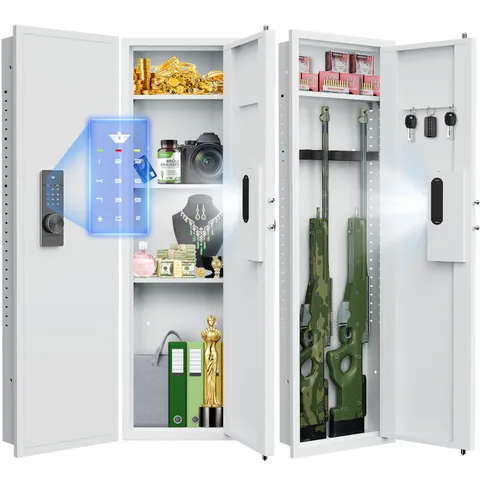53"Digital Hidden Wall Safe Between Studs Wall Gun Safe for Rifles with Gun Rack