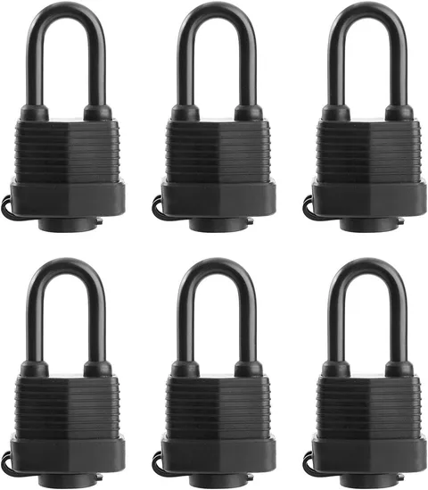 SafiSwords 6 Pack Keyed Alike Waterproof Padlocks Heavy Duty Steel Lock