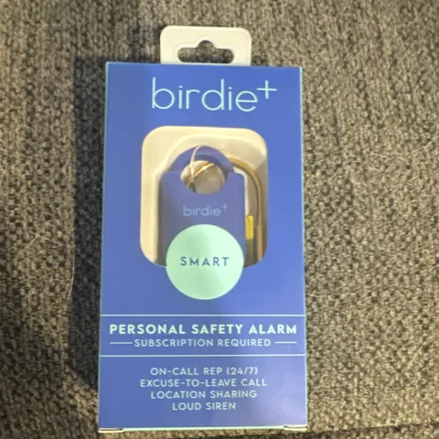 She's Birdie Birdie+ Smart Personal Safety Alarm Blue Bluetooth Brass Keychain