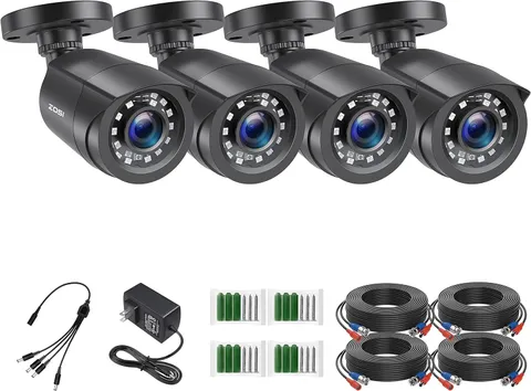 4 Camaras De Seguridad Wifi Exterior 1080P Inalambrica Con Vision Nocturna Video