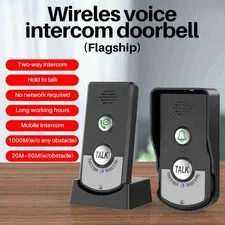 (Black 1X Outside + 2X Inside) Wireless Intercom Doorbell 1000M Talking