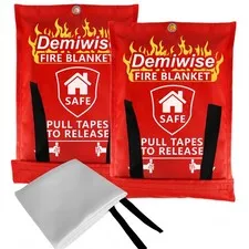 2-Pack Fire Blanket - Large Fiberglass Fire Blanket Fire Suppression Blanket ...