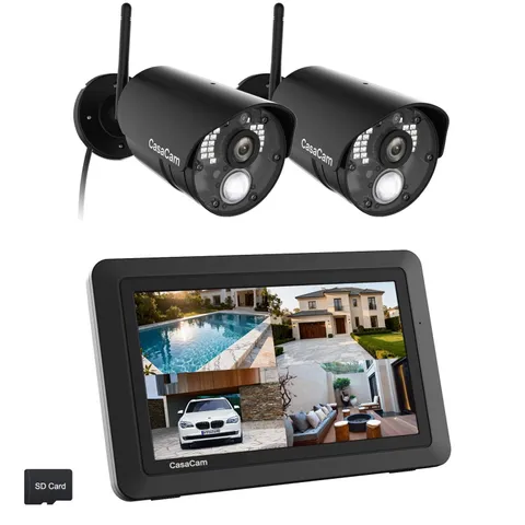 CasaCam Wireless Security Camera System Air | 7" Touchscreen Monitor and 2 72...