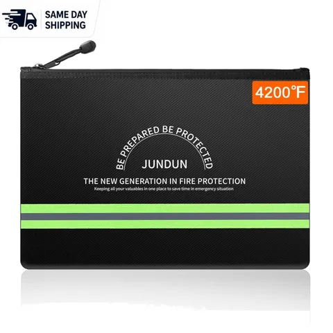 Secure Fireproof Money Bag, 10.6"x6.7" Waterproof Storage for Documents