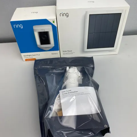 New Ring Spotlight Cam Plus Wireless  Solar Panel Plus Mount Accesories