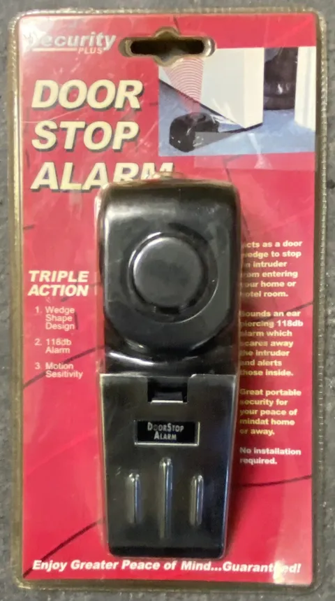 Security Plus Door Stop Alarm 118 Decibel Safety Home Business Travel- NIB
