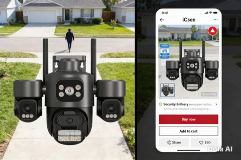 DIFANG 3-Lens 3-Screen WiFi Security Camera – 360° Auto Tracking Outdoor CCTV