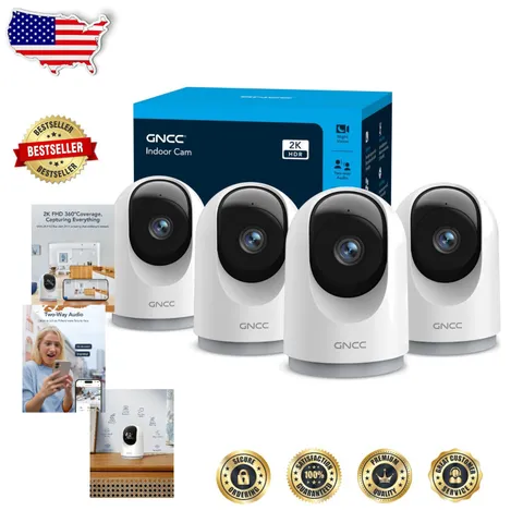 2K Security Cameras 4pk: 33ft Color Night Vision, 2-Way Audio