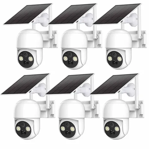 6Pcs 1080P PTZ Solar Security Camera 360° Pan/Tilt Wireless WiFi Solar Camera