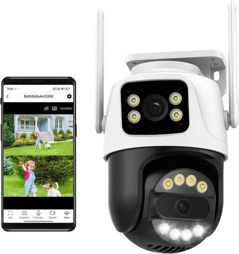 6MP Dual Lens Outdoor Security Camera Outdoor, Wifi Home Surveillance Camera, 2.