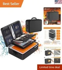 5200°F Fireproof Document Organizer with Lock - Portable Home & Travel Safe